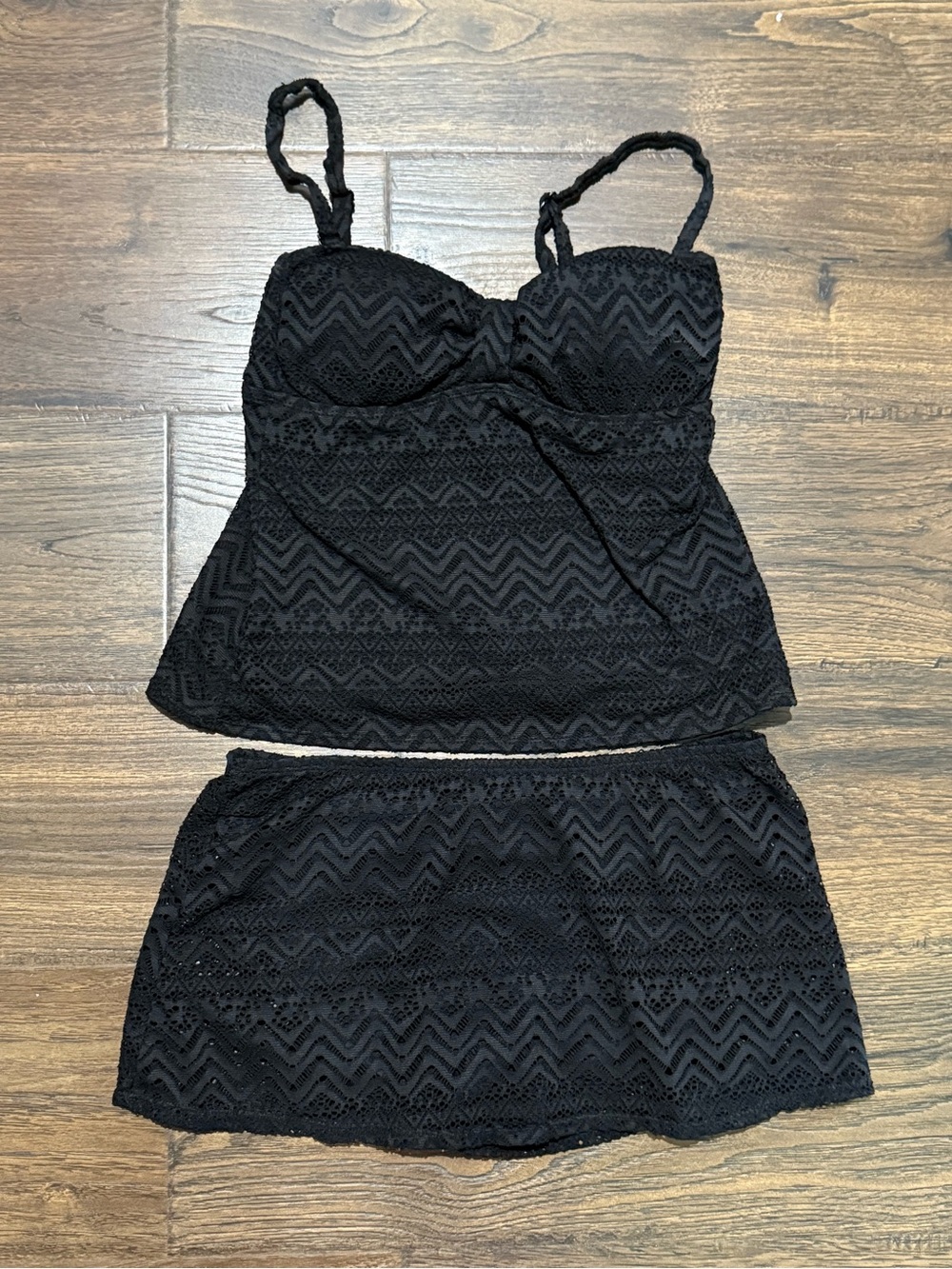 Catalina Black Lace Tankini with Matching Swim Skirt